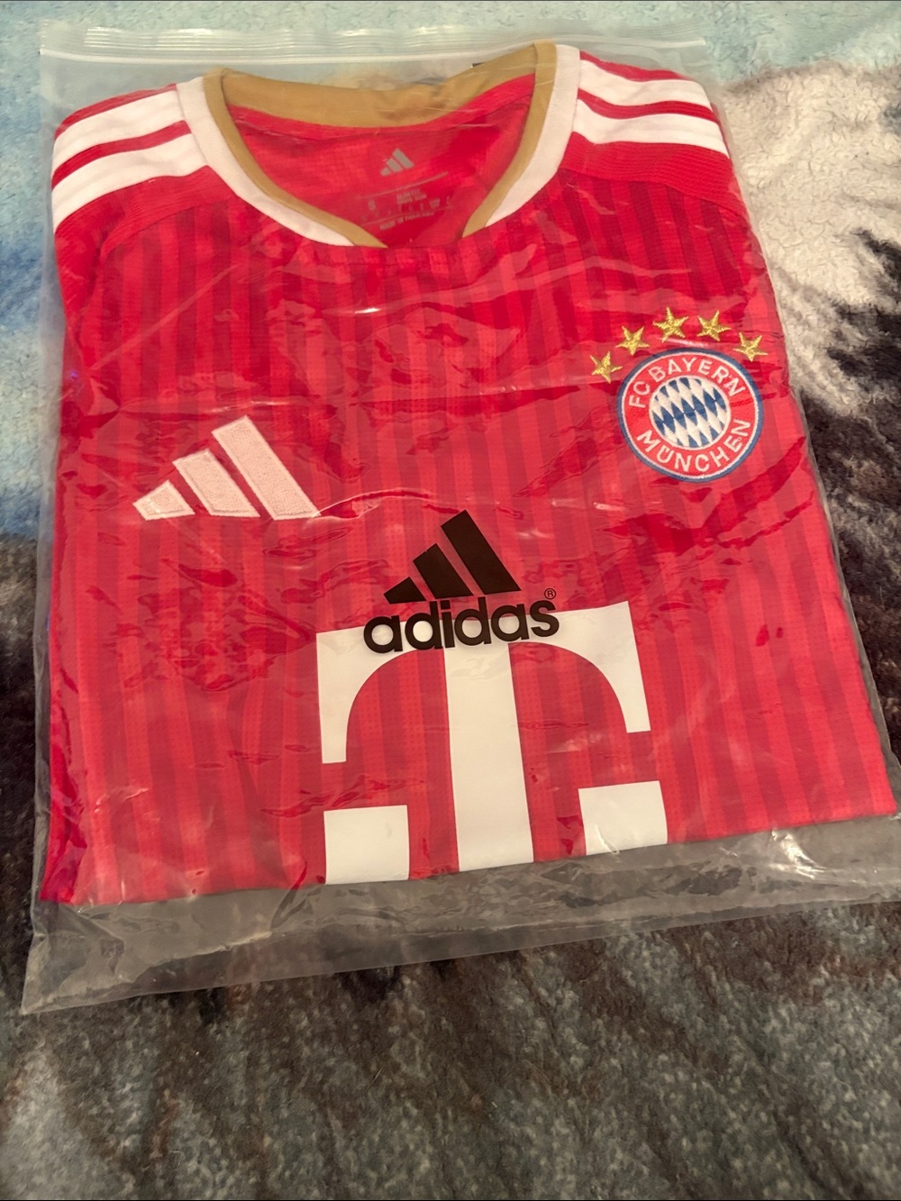 adidas Red FC Bayern Munich Men's Soccer Jersey with White Accents